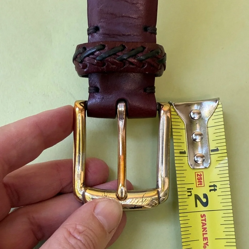 Vintage Burgundy/Green Bull Adler Leather Belt